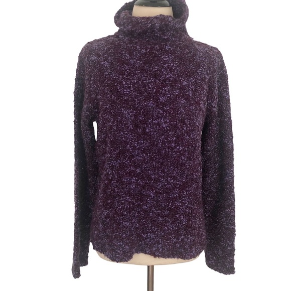 Eileen Fisher Sweaters - EILEEN FISHER Purple Boucle Knit Turtleneck Pullover Merino Wool SWEATER sz S​